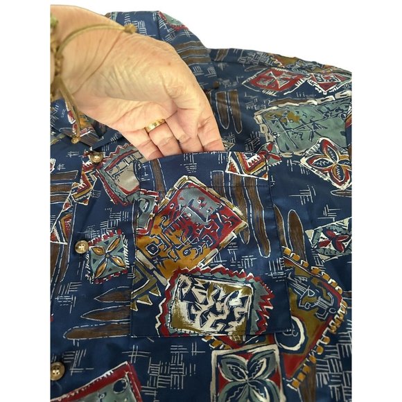 No Problem International Men Hawaiian Shirt Size L Button Up Short Sleeve - Picture 8 of 8